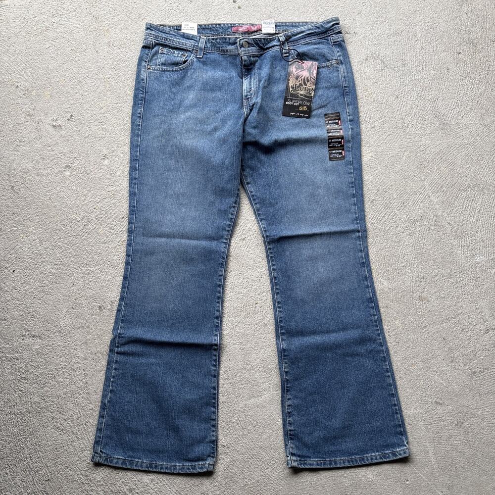 New Levi's 518 Superlow Boot Cut Denim Jeans Juniors M size 17 Stretch